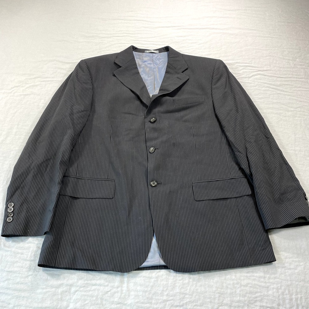 Oscar De La‎ Renta Blazer Mens 44 R Black Striped Wool Sport Coat Jacket